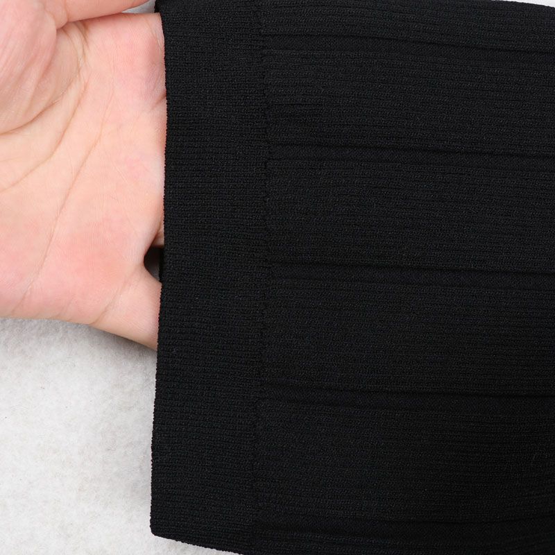 Sunshine House Summer and Autumn New Export European and American Women's Clothing V Neck Sunken Stripe Stretch Short Sleeve Knitting Dress Sweater