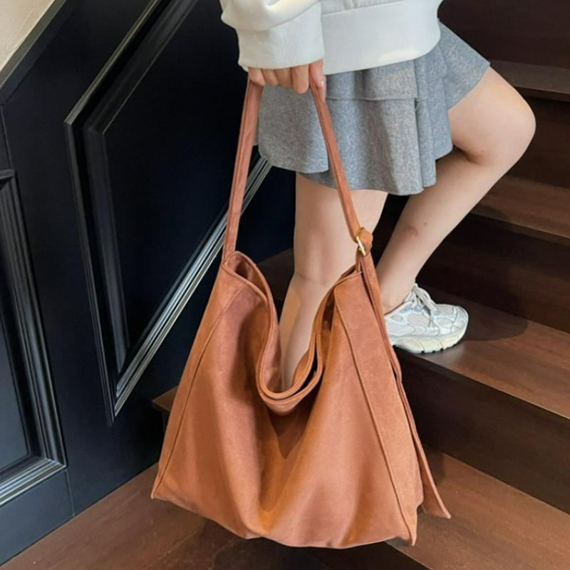 French Style Minimalist Shoulder Bag New Large Capacity Suede Tote Bag Vintage Versatile Handbag