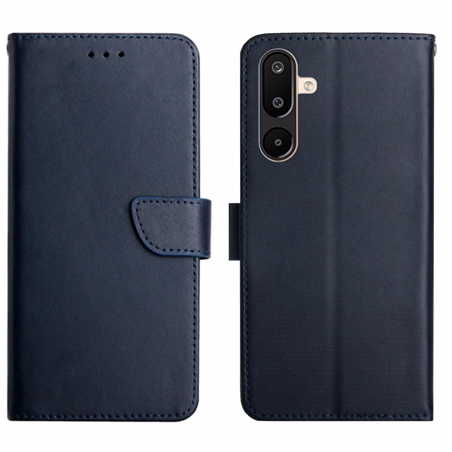 

For Samsung Galaxy M36 5G Case Genuine Cow Leather Phone Cover Nappa Texture Blue