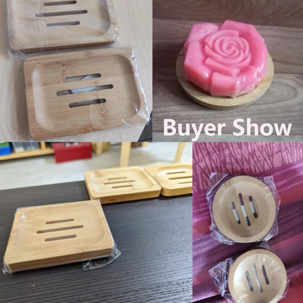 Natural Environmen Bamboo Soap Dish Wooden Soap Tray Holder Storage Soap Rack Plate Box Container for Bath Shower Plate Bathroom