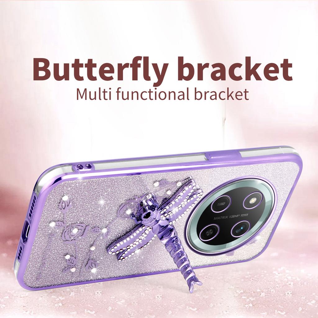 KADEM For Honor X60 Pro 5G/X9c 5G/Magic7 Lite 5G Case Dragonfly Kickstand TPU Flowers Glitter Phone Cover