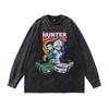 American High Street Trendy Brand Printing Casual Bottoming Top Hip-Hop Retro Washed Old Long-Sleeved T-Shirt For Men And Women