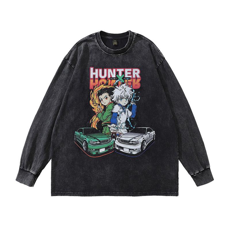 American High Street Trendy Brand Printing Casual Bottoming Top Hip-Hop Retro Washed Old Long-Sleeved T-Shirt For Men And Women