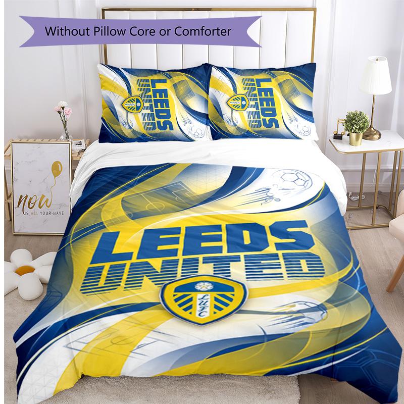 Leeds United Voetbal Beddengoed Set, 3 Delen, Comfortabel Huidvriendelijk Slaapkamer Dekbedovertrek Set