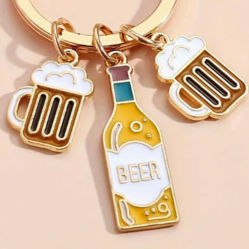Cute Beer Key Chain Simulation Drink Key Chain Pendant Car Key Chain Handbag Decoration Diy Jewelry Gift