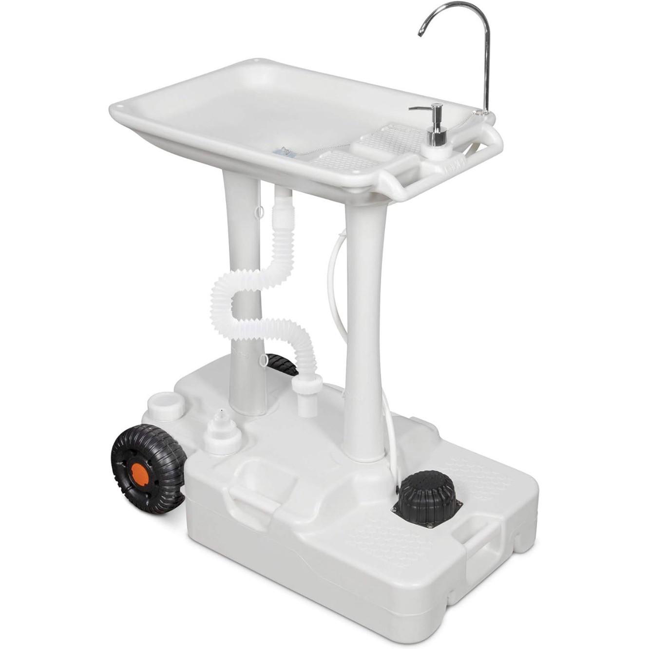 

Foldable Outdoor Pedal-Operated Mobile Sink with 30L Water Tank 30L