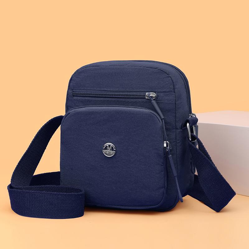 Lightweight Women's Shoulder Bag Solid Collor Mobile Phone Bag Waterproof Nylon Small Square Bag