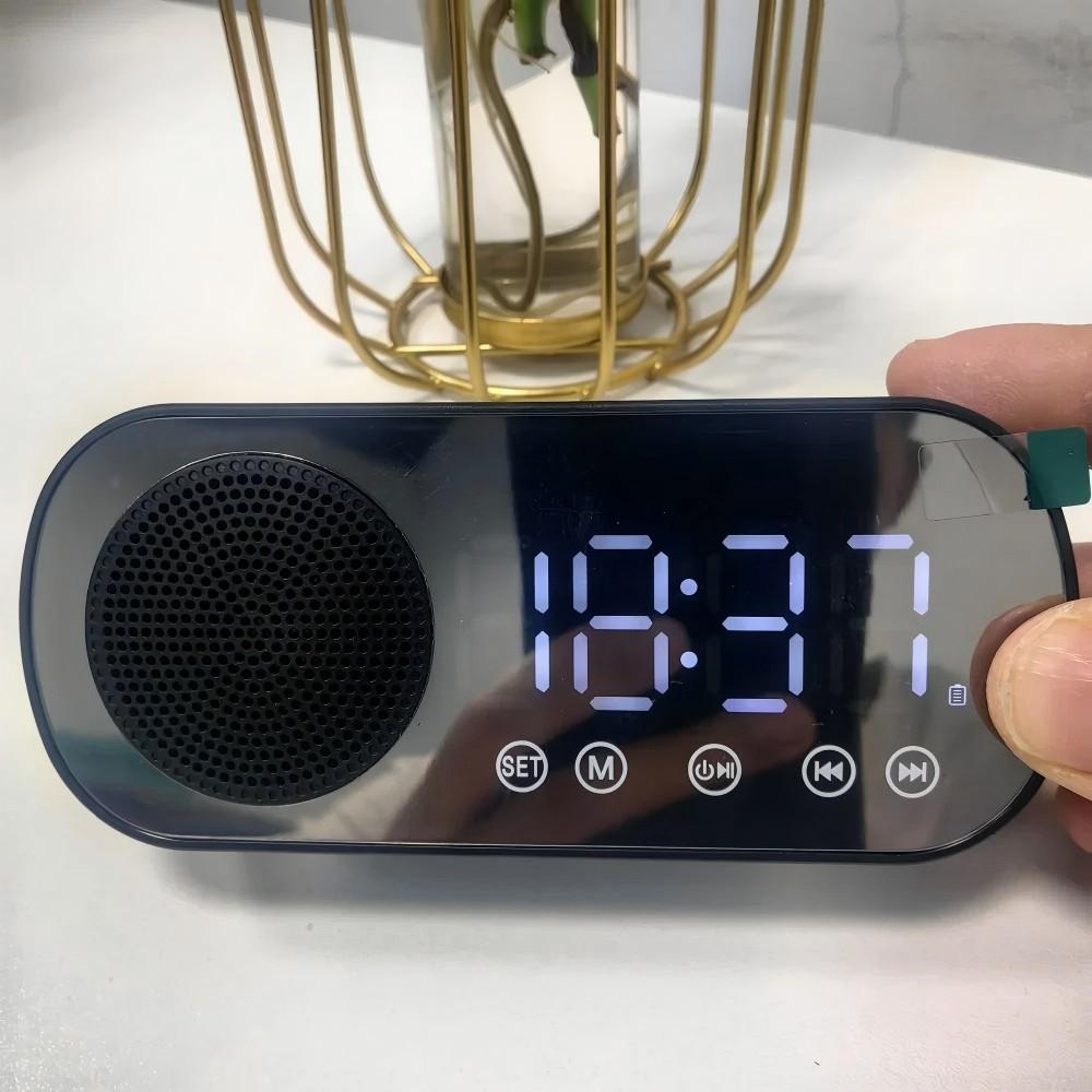 USB Plug-in Mirror Digital Alarm Clock Timer Support TF FM Radio Wireless Speaker Subwoofer Desktop Music Player