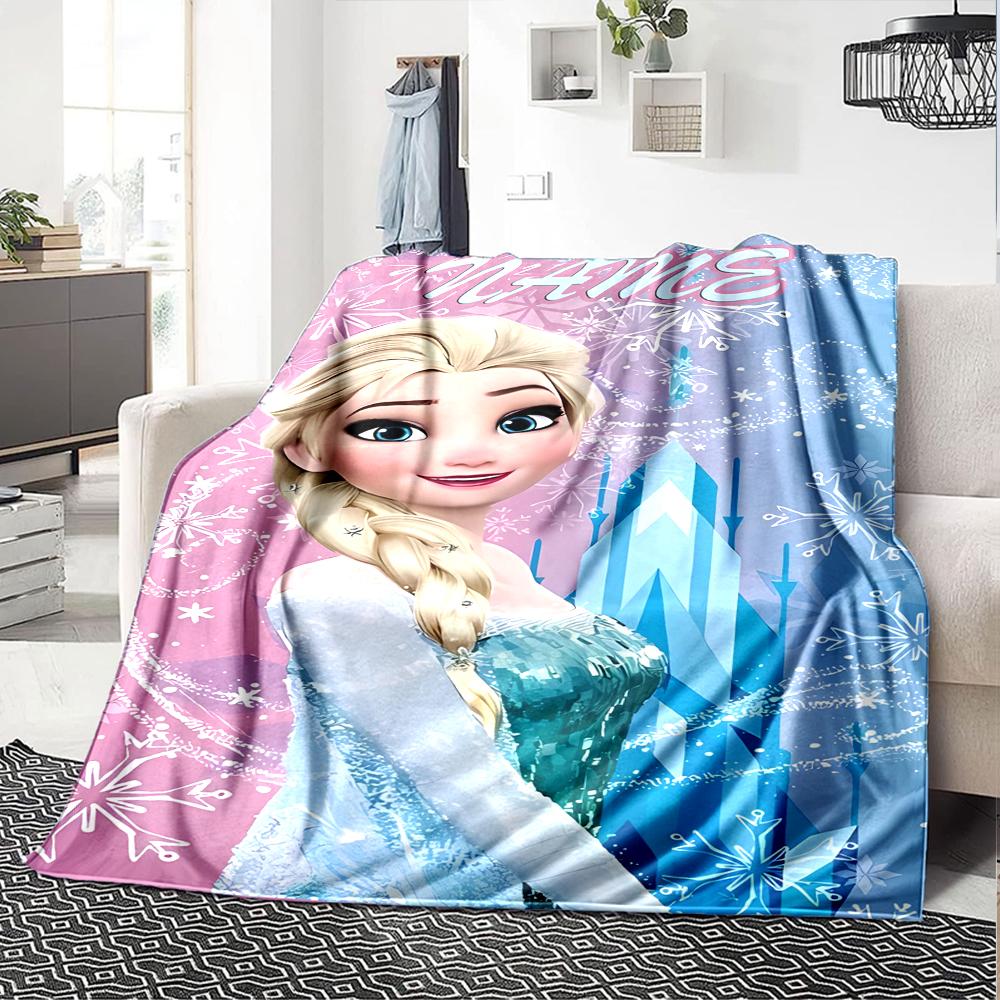 Customiz Name Personality Elsa Frozen Blanket Soft &Warm Sofa Office Bed Travel Lunch Break Blanket, Gift Suitable All Seasons