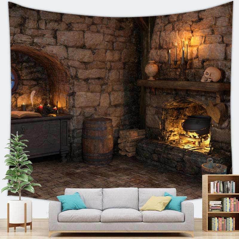 Home Decor Happy Halloween Tapestry Wall Hanging Devil Pumpkin Skull Decor Tapestry Party Tapestry 230x180cm Tapiz