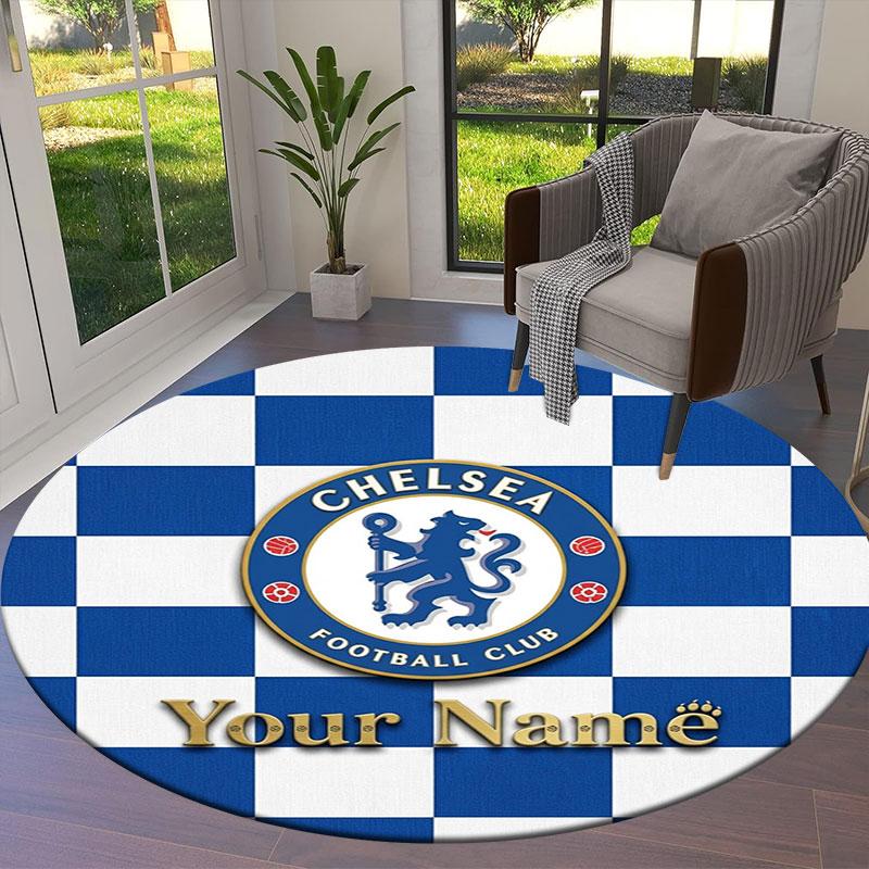 Chelsea F Custom Name Round Area Rug,Carpet Rug for Living Room Bedroom Sofa Playroom Decor,Non-slip Floor Mat