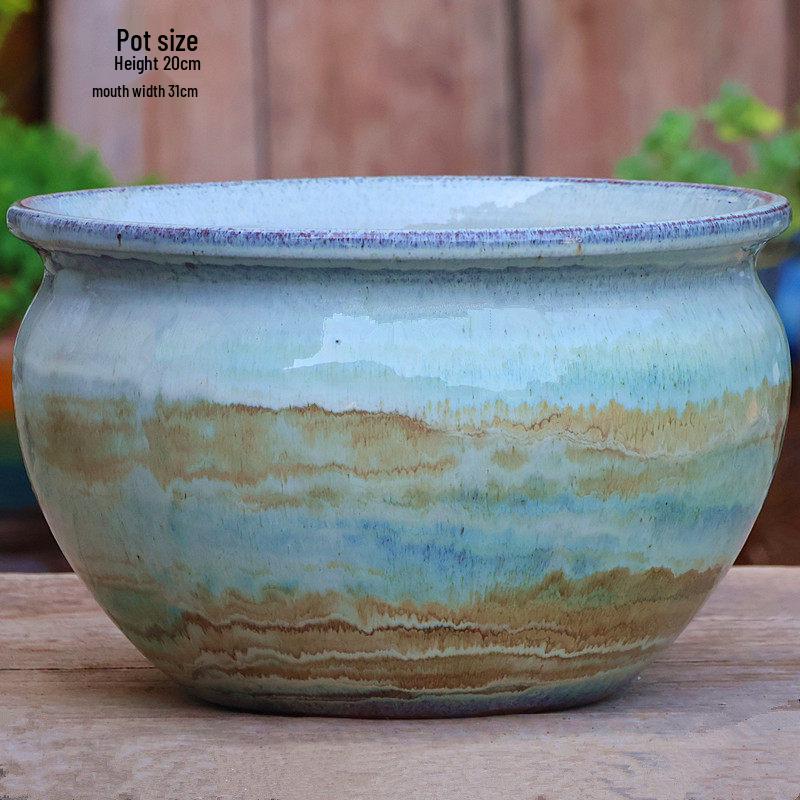 Retro Ceramic Wide Mouth Flower Pot - Tree Trunk Design for Succulents, Bougainvillea, Hydrangea, Roses  