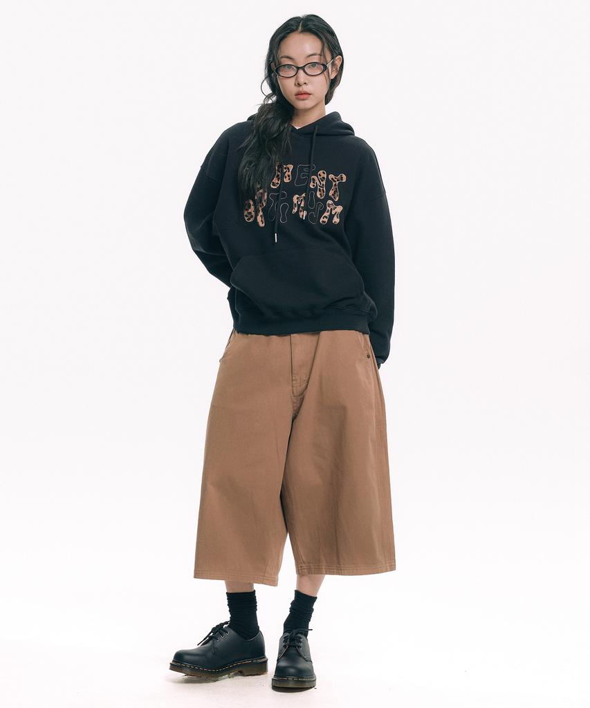 Leopard Applique Hoodie - Black