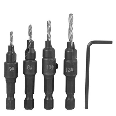 4 Stück Kohlenstoffstahl Bohrer Set 612# mit Sechskantschlüssel Holzbearbeitungswerkzeug Zubehör