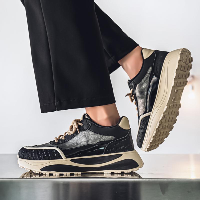 New Casual Sports Shoes for Men Retro Trend Low Cut Versatile Soft Sole Comfortable Color Blocking Fashionable Sneakers