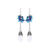 925 Sterling Silver Lotus Earrings with Hetian Jade for Women - Retro Chinese Style Imitation Cloisonné.