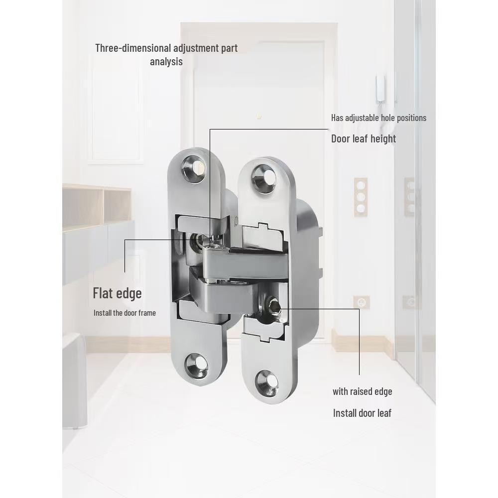 Three-Dimensional Adjustable Concealed Door Hinge for Hidden and Folding Doors