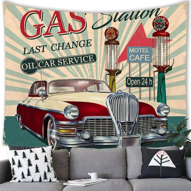 American Retro Car Tapestry Office Living Room Tapestry Home Wall Decoration Tapestry