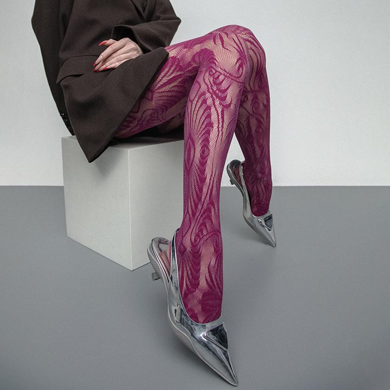 Y2K Uitgesneden Rozen Kant Spinnennet Patroon Panty Dames Zomer Sexy Visnet Panty Lange Sok