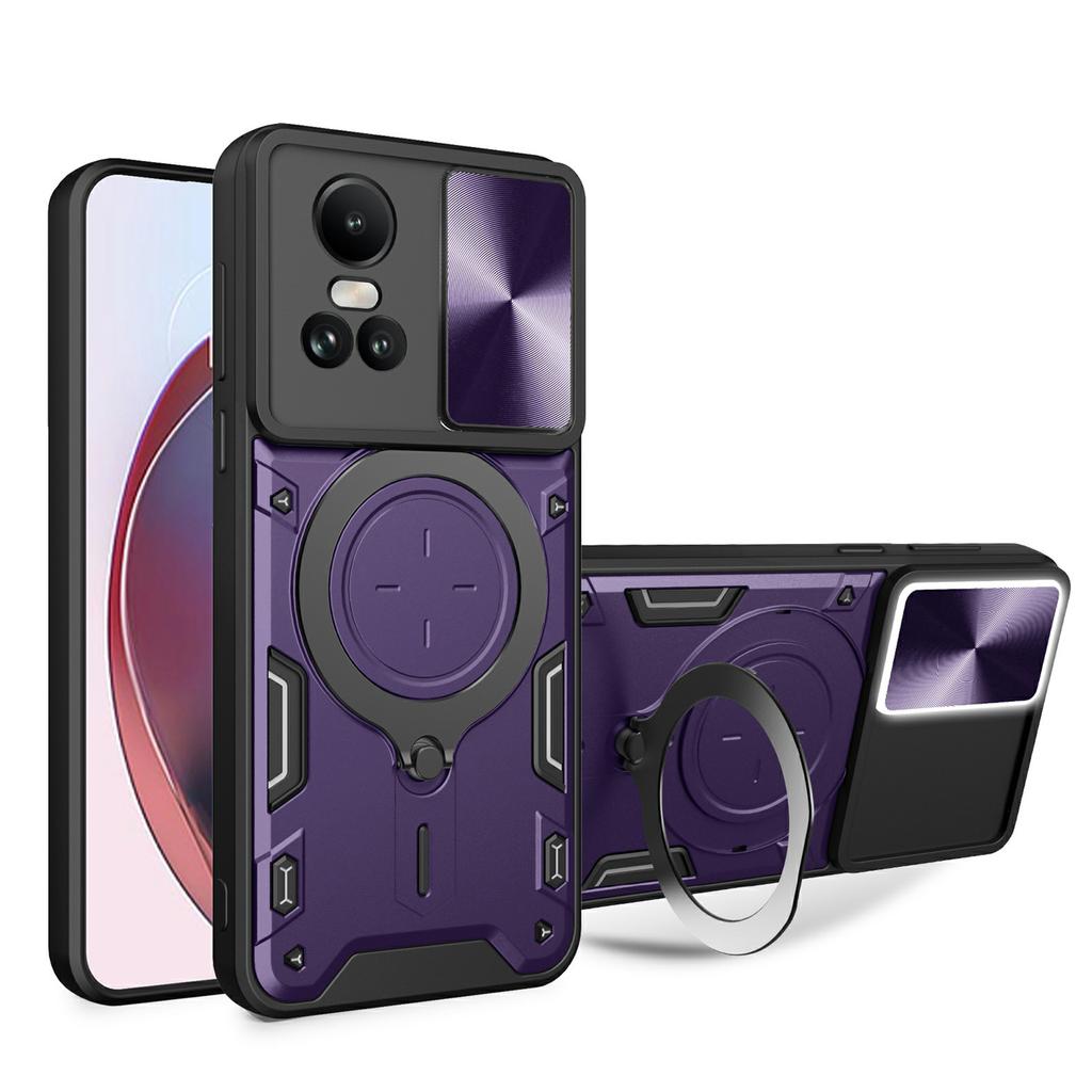 For Oppo Reno10 5G (Global)/Reno10 Pro 5G (Global) Case TPU+PC Phone Cases with Kickstand,Slide Lens Window