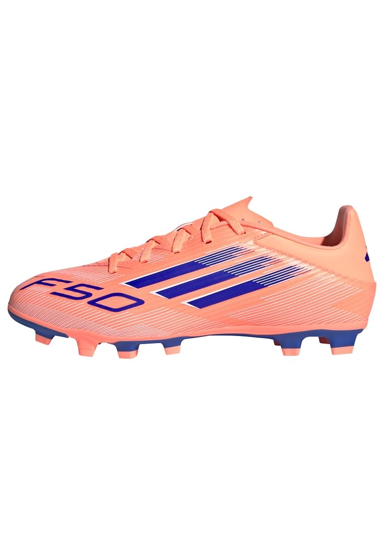 Adidas F50 Club FXG Soccer Unisex Beam White Size cm Cleats, Adult, NIL96, Orange/Lucid Blue/Footwear (JI0045), 27.0