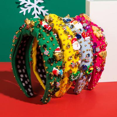 Haarband für Damen, Weihnachten, bunt, Türkis, eingelegte Kristalle, breiter Rand, Bonbonfarben, Stirnband, vielseitige Kopfbedeckung