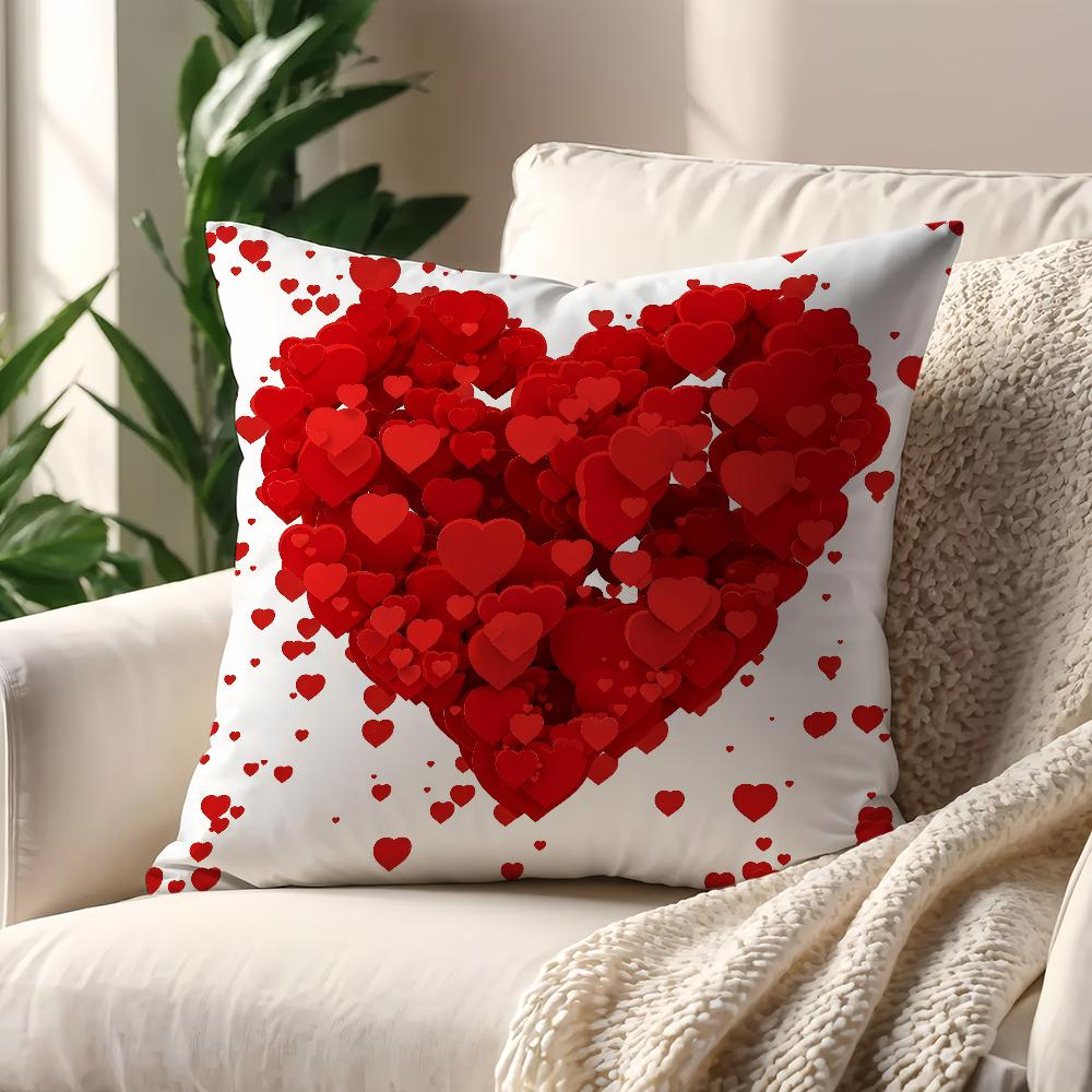 Romantic Valentines Day Heart Patterns cushion cover For Pillow Printing Sofa Decoration Home Room Shop Office Nordic Simplicity
