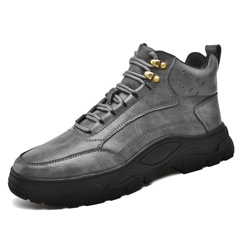 2025 Men s High-Top Martin Boots: Trendy Autumn Thick-Soled Denim Leather Boots 38