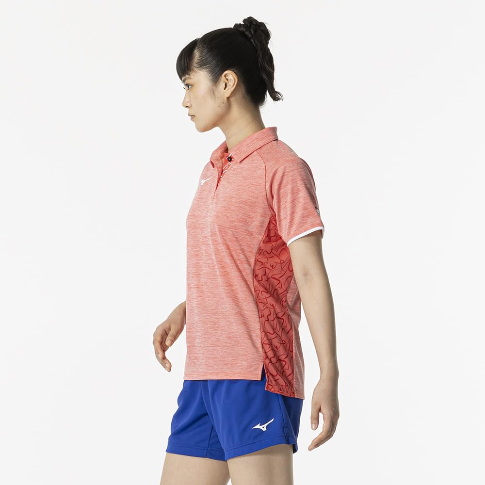 Mizuno Table Tennis Game Short JTTA Dubally Size 82JAB210 Shirt, Sleeve, Certified, Moisture-Wicking, Quick-Drying, Women's, Red, 2XL,