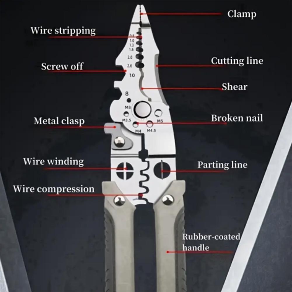 Multi-Function Wire Stripping Pliers - Industrial-Grade Electrician Tool