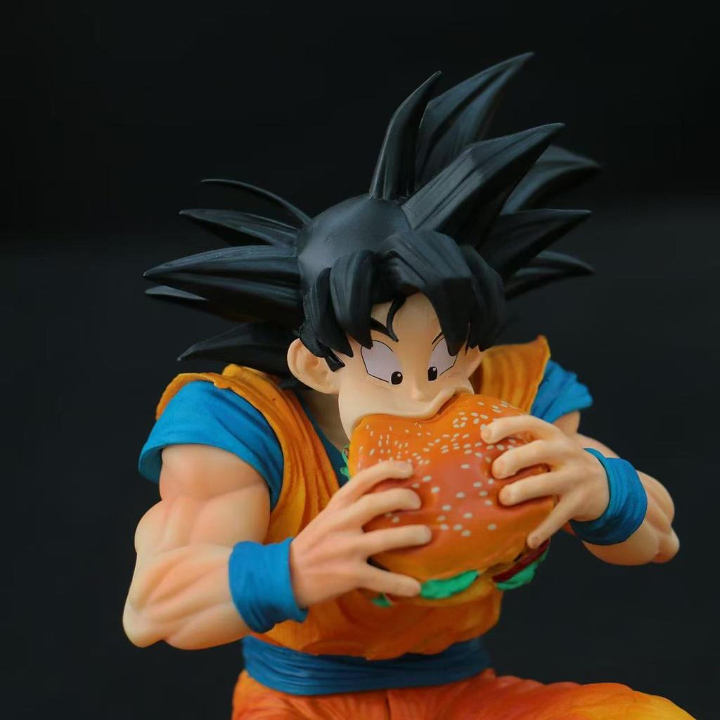 Toys Model JTJJ Statue Dragon Ball Son Goku Figure Goku Eat Hamburger 15cm/5.91inch Pvc Action Figures Collection Gifts