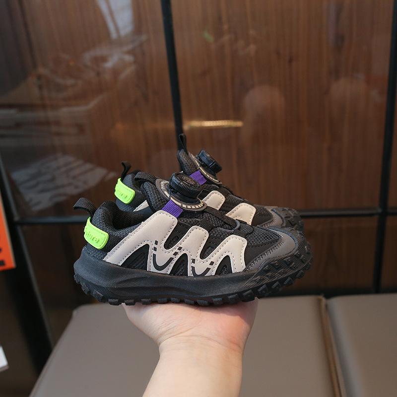 Girls' sneakers 20285 spring and autumn boys' shoes rotating buttons autumn new little girl light sports