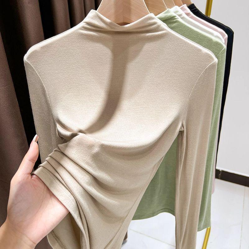 Women s Modal Cotton Long-Sleeve Pullover Top With Half-High Collar L (100-115 lbs)