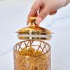 3 Pieces Gold Foil Candy Storage Container Clear PET Jars With Airtight Lids For Kitchen Pantries Organization