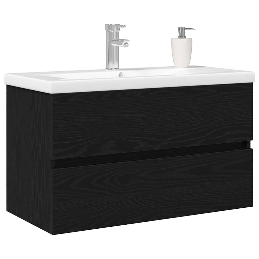 Washbasin Cabinet Black Oak Effect 80 x 39 x 62 cm