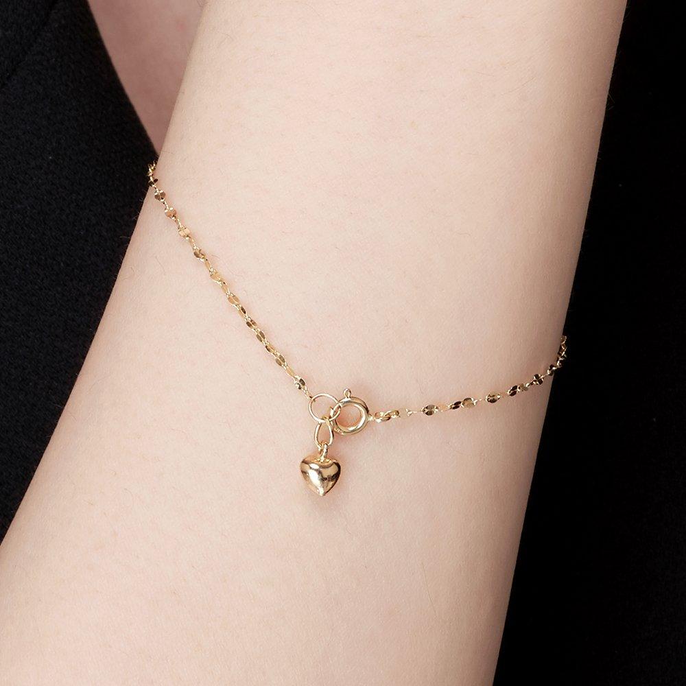14K Heart-Plump Almond Chain Bracelet