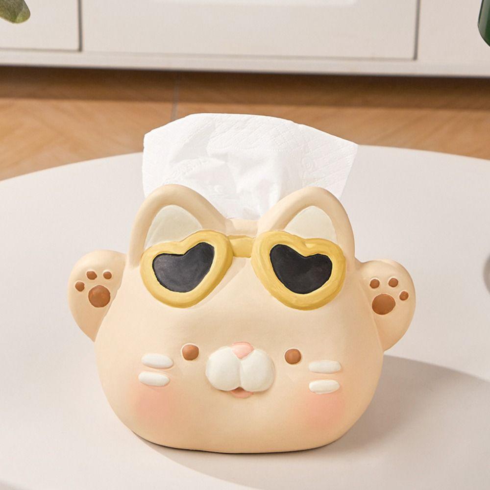 Cartoon Paper Box Ceramics Napkin Storage Box Desktop Decoration Tissue Box  Bedside