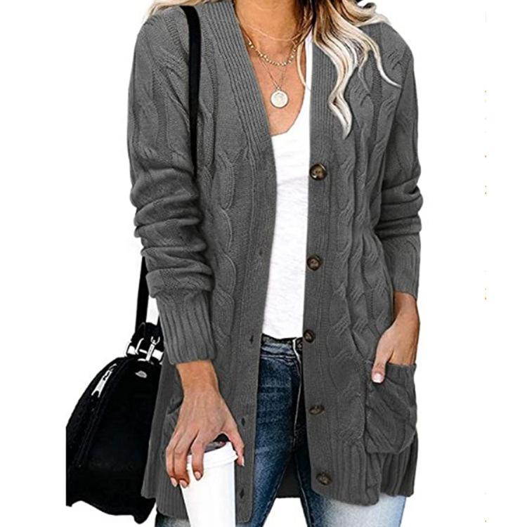 

Новый осенне-зимний женский повседневный вязаный кардиган большого размера Large