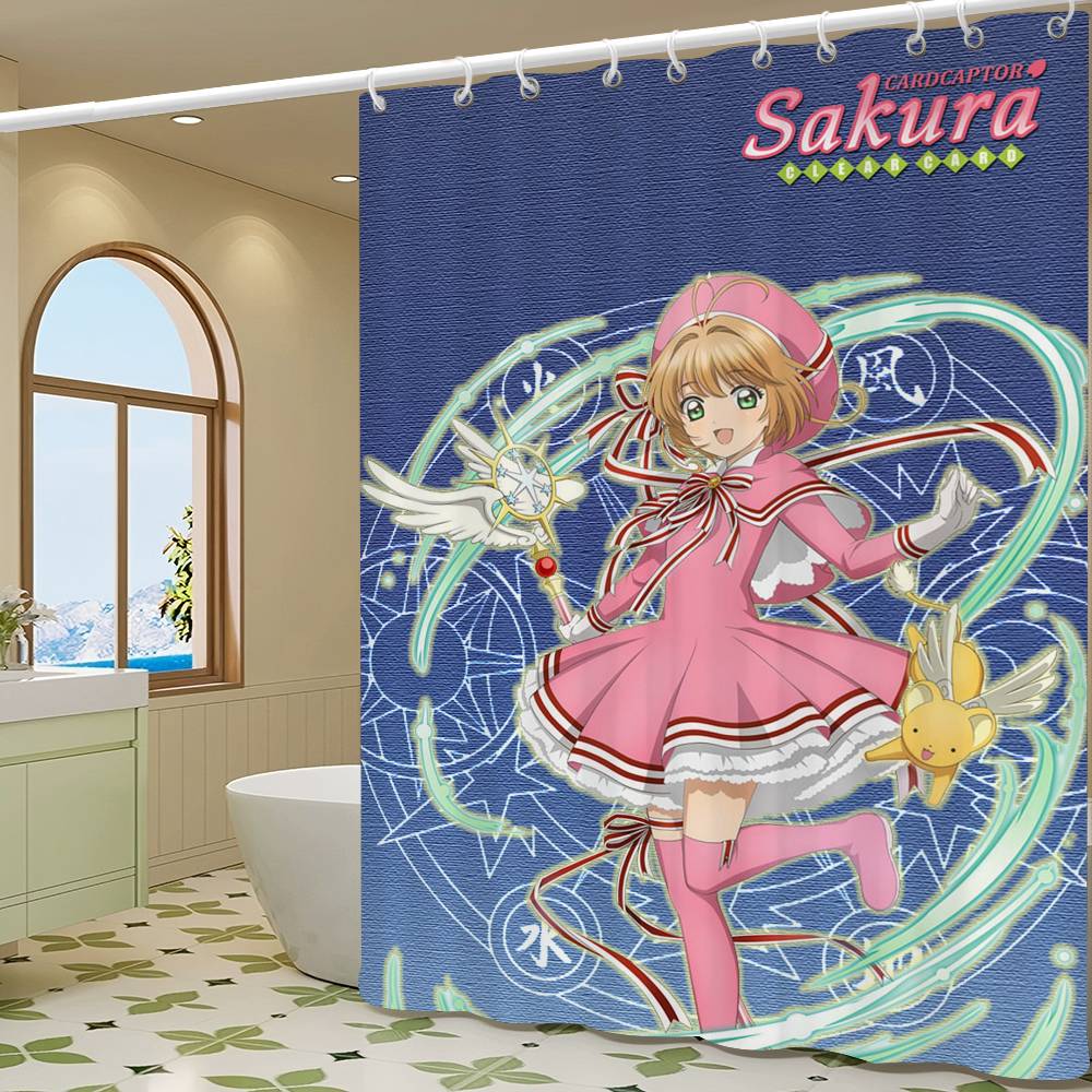 

Anime Cardcaptor Sakura Shower Curtain Summer Beach Bathroom Decorative Shower Curtain, Waterproof 90x180 cm