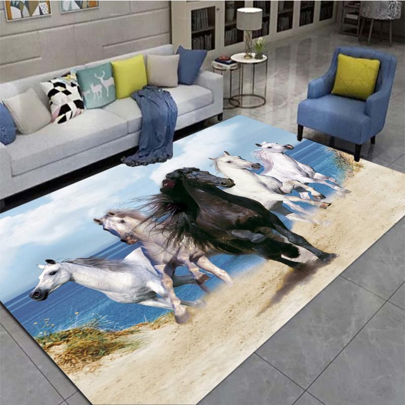 3D Horse Printed Large Carpet,doormat,living Room,bedroom,bathroom Decoration Animal - Running Horse Pattern Anti Slip Floor Mat