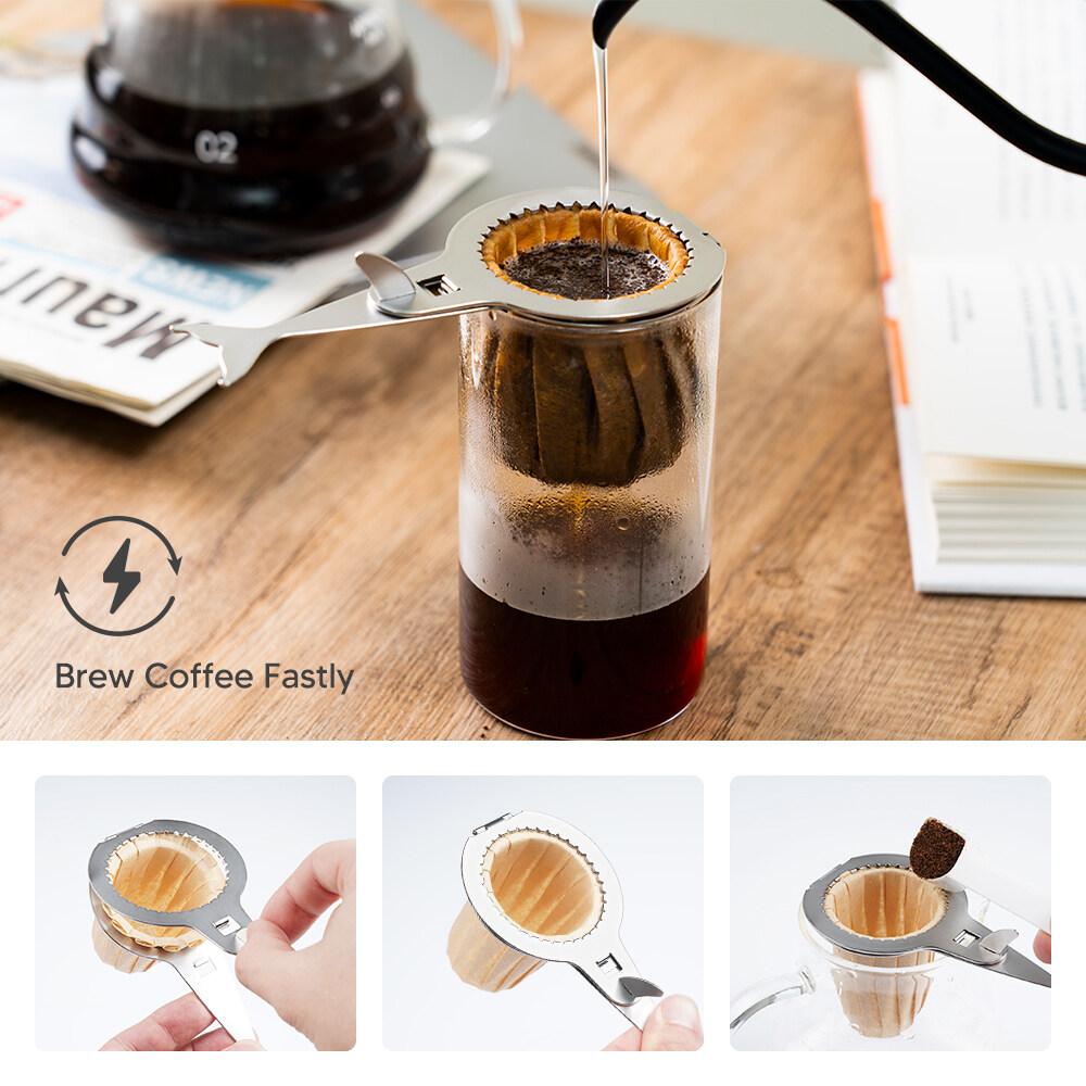 i Cafilas [HLB15] Enkleste Håndlagde Kaffeholder Klemme Bryggerstativ Rist Papirfilter for Dryppkaffe Hindre Fall Av 304 Rustfritt stål