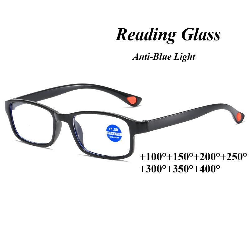 New Ultralight Reading Glasses Anti Blue Light Rectangle Black Frame Presbyopic Hyperopia Eyewear for Computer