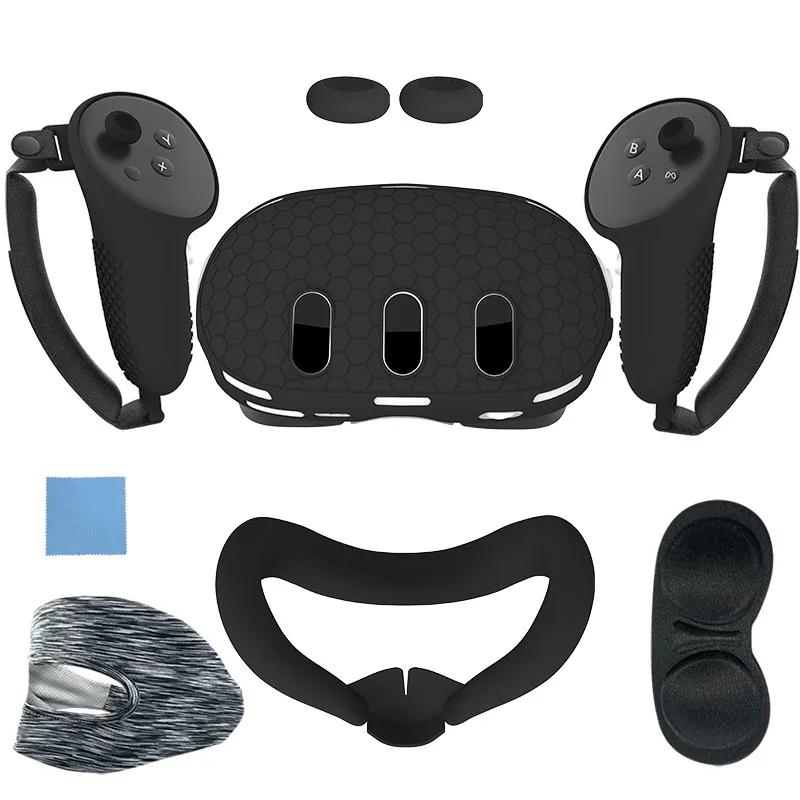 For Meta Quest 3 Accessories Silicone Protective Cover Shell Case VR Headset Head Face Cover Eye Pad VR Bag For Oculus Quest 3