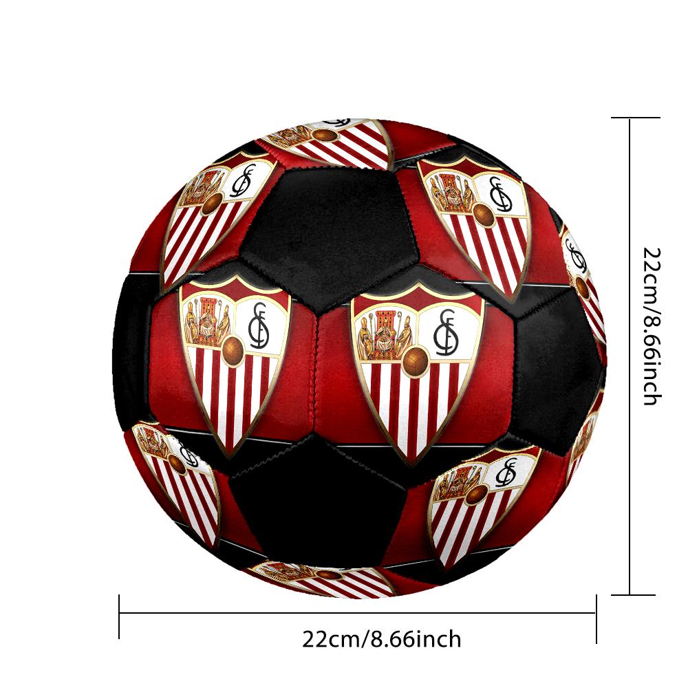 SIZE 5 Sevilla FC Soccer Ball Colorful All Ages Machine Stitched PVC Competition Ready Durable High-Bounce