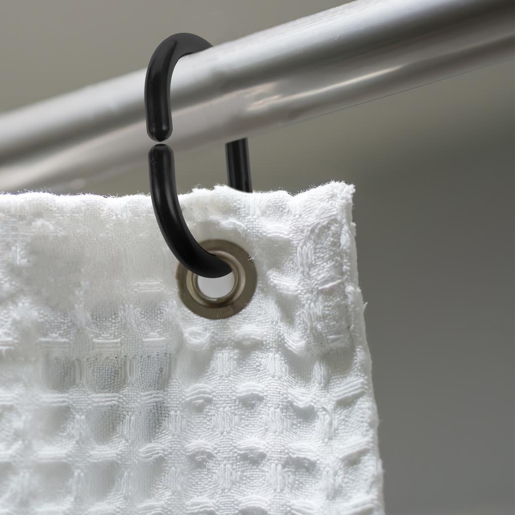 20 Pcs Quick Release Quick Hanging Curtain Hooks Black Abs Heavy Duty Snap Closure Shower Curtain Rings Plastic Sliding Bath
