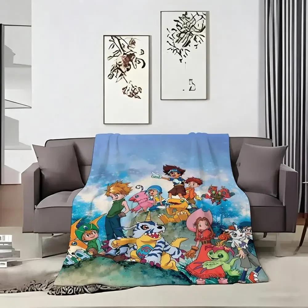 Anime D-Digimon AdventureS Throw Lightweight 240g Flannel Blanket Soft Skin-friendly for Summer Cooling