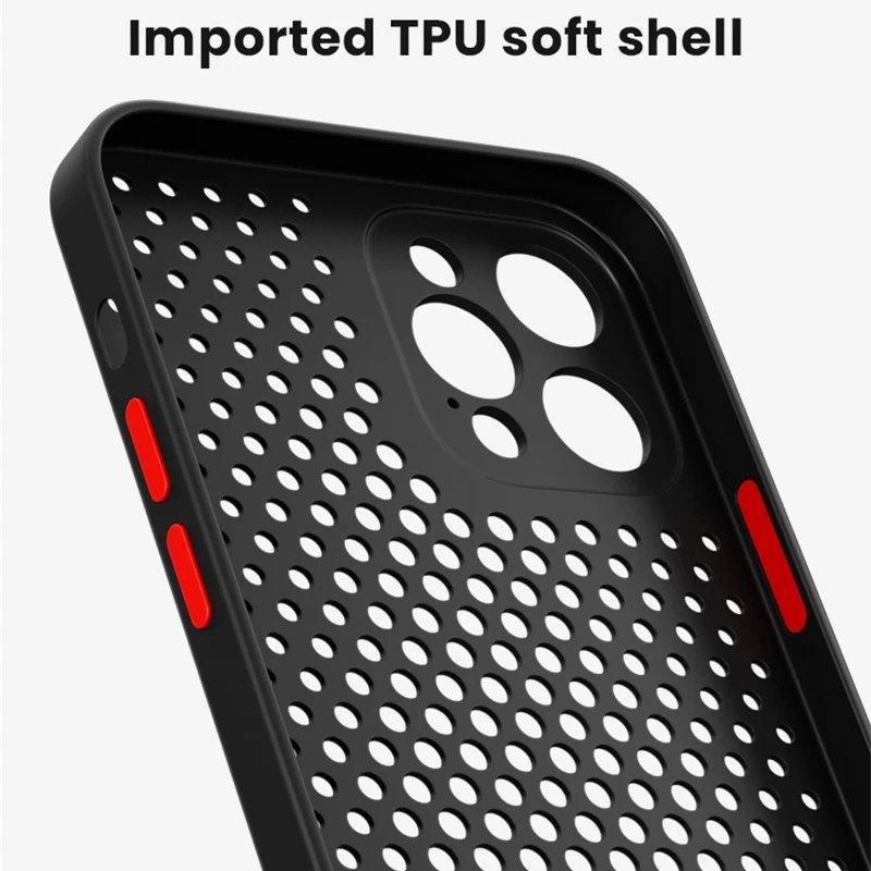 Warmteafvoer Ademend Koelhoesje Voor iPhone 16 15 14 13 12 11 Pro Max XR XS Max X 7 8P 6s 14 15 Plus Zachte Siliconen Schokbestendige Bumperhoes