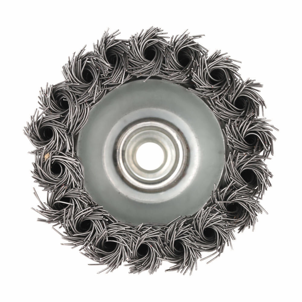 75mm 3 Inch Crimped Wire Cup Brush Knotted Cup Brush with Steel Wire for Angle Grinder Maximum 12500rpm for Rust Paint