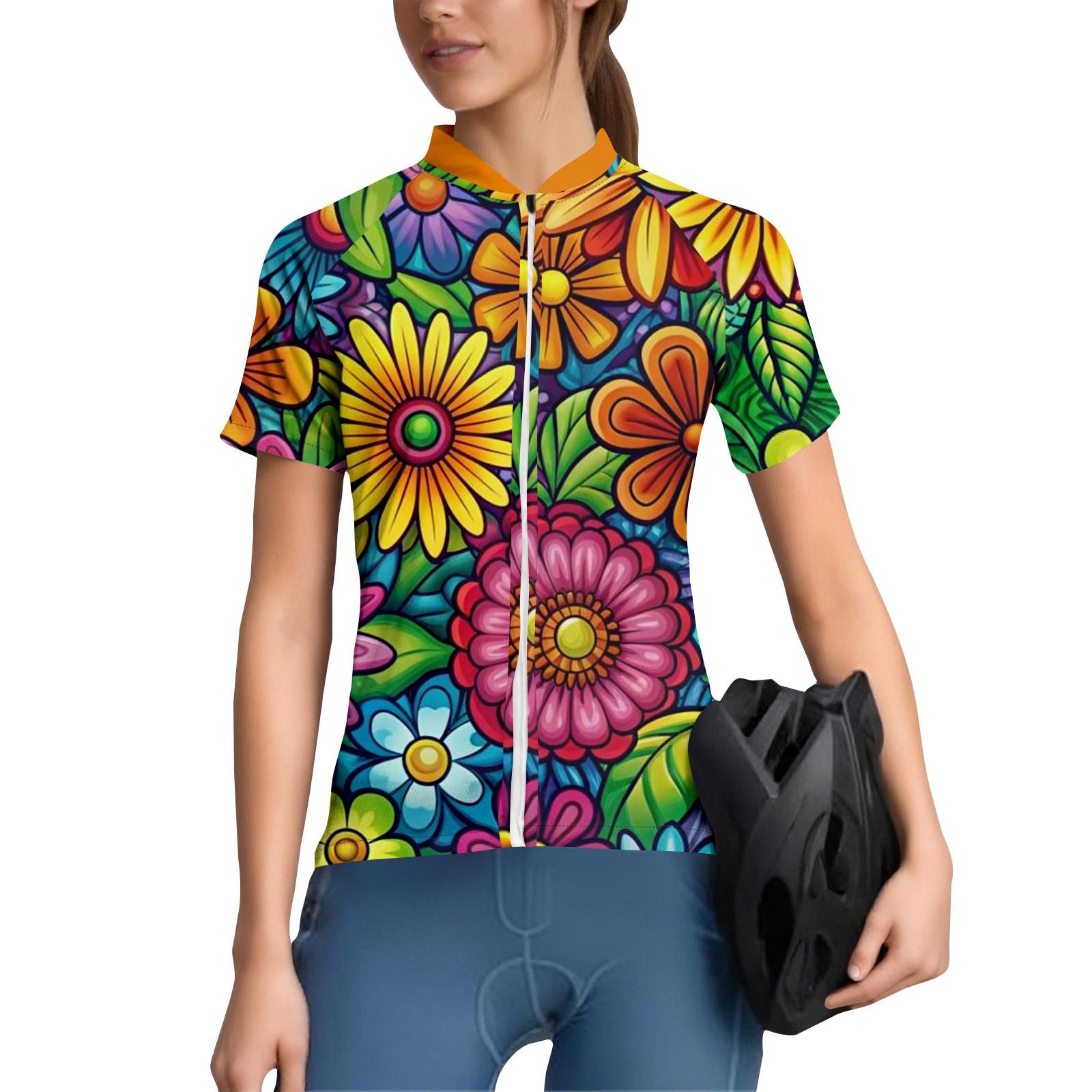 

Женский велосипедный костюм Gradient с короткими рукавами, верх для велоспорта с 3 задними карманами, дышащий, быстросохнущий, влагоотводящая светоотражающая полоса для велоспорта S