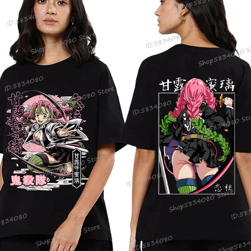Kimetsu No Yaiba Cartoon T-shirt Aesthetics Vintage Kanroji Mitsuri Fashion Y2K Tops Short Sleeve Japanese Styles Men Women Tee